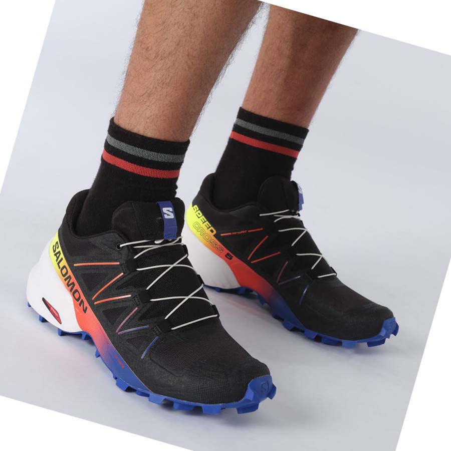 Tenis Para Trail Running Salomon SPEEDCROSS 5 RACING PACK Hombre Negros Azules | MX 3503JPQ